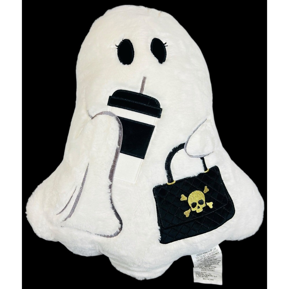 Ghost Pillow with Coffee and "Betsey" Skull Purse Spooky Halloween Nights 👻